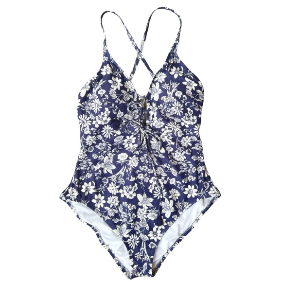 GAP Other - GAP Floral Print Lace-up Crossback Women's One Piece Swimsuit M